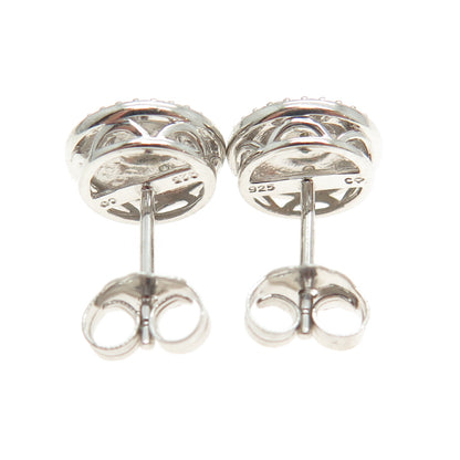 925 Sterling Silver Real Round-Cut Diamond Stud Earrings