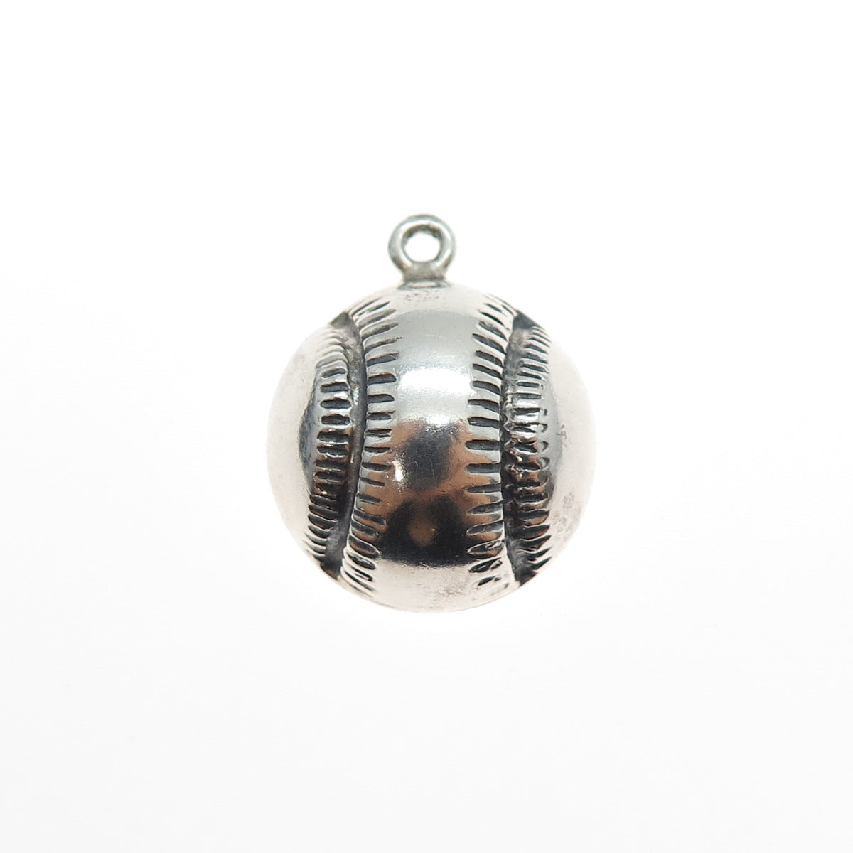 925 Sterling Silver Vintage Baseball Oxidized Mini Charm Pendant