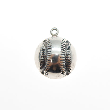 925 Sterling Silver Vintage Baseball Oxidized Mini Charm Pendant