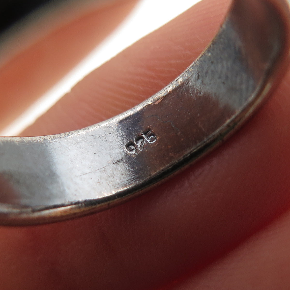 925 Sterling Silver Vintage Modernist Wave Oxidized Band Ring Size 6.25