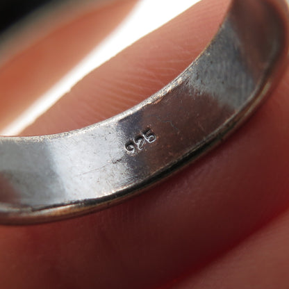 925 Sterling Silver Vintage Modernist Wave Oxidized Band Ring Size 6.25