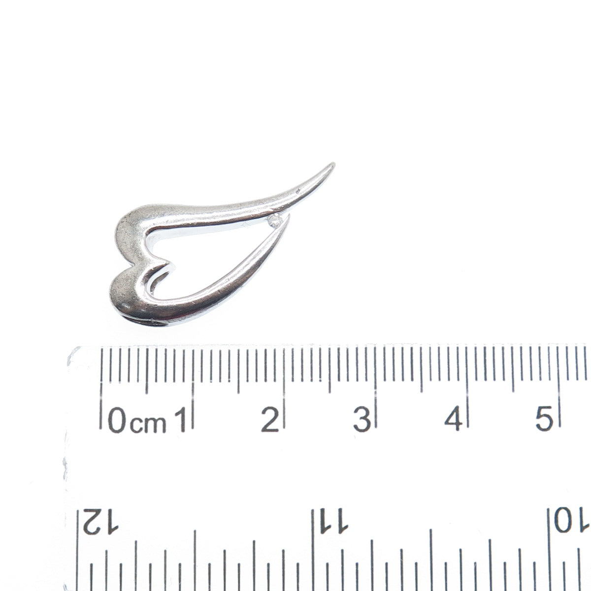 925 Sterling Silver Real Round-Cut Diamond Accent Open Heart Slide Pendant