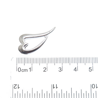 925 Sterling Silver Real Round-Cut Diamond Accent Open Heart Slide Pendant