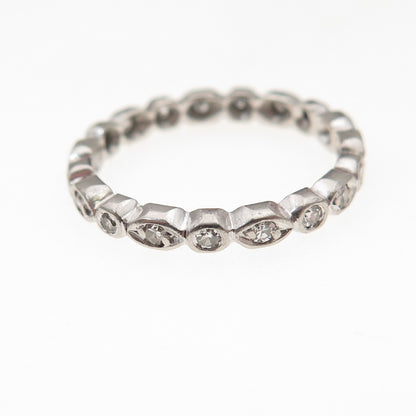 Platinum Antique Art Deco Real Diamond Stackable Eternity Band Ring Size 6.25