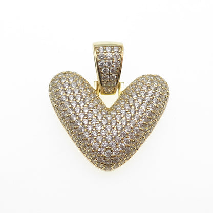 925 Sterling Silver Gold Plated Round-Cut C Z Letter V Initial Pendant