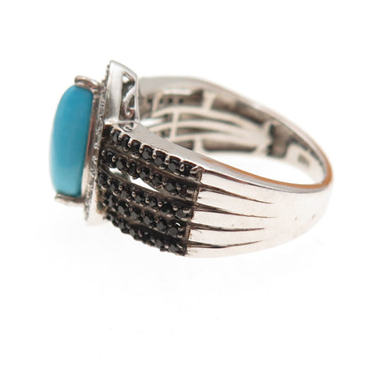 Chuck Clemency 925 Sterling Silver Real Turquoise Topaz & Spinel Ring Size 8.25