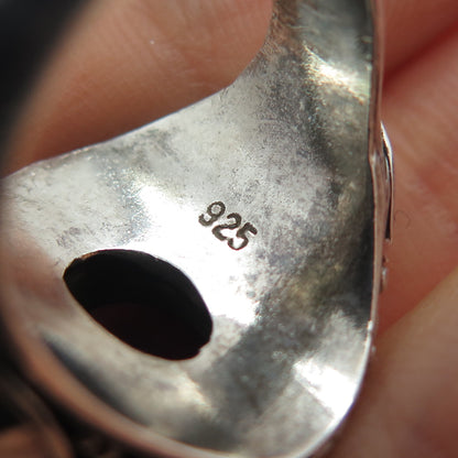 925 Sterling Silver Vintage Real Amethyst Dotted Oxidized Ring Size 8