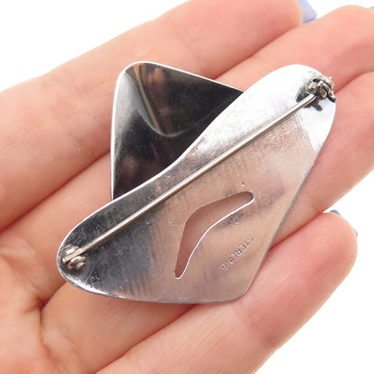 925 Sterling Silver Vintage Modernist Oxidized Pin Brooch