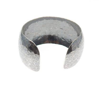 925 Sterling Vintage Hammered Heavy 50.7g Oxidized Adjustable Wide Bracelet 6.5"