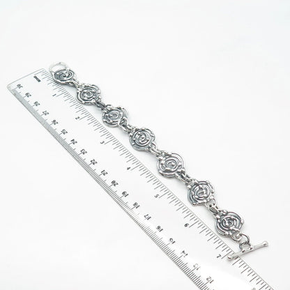 925 Sterling Silver Vintage Spiral Ethnic Link Bracelet 6.75"