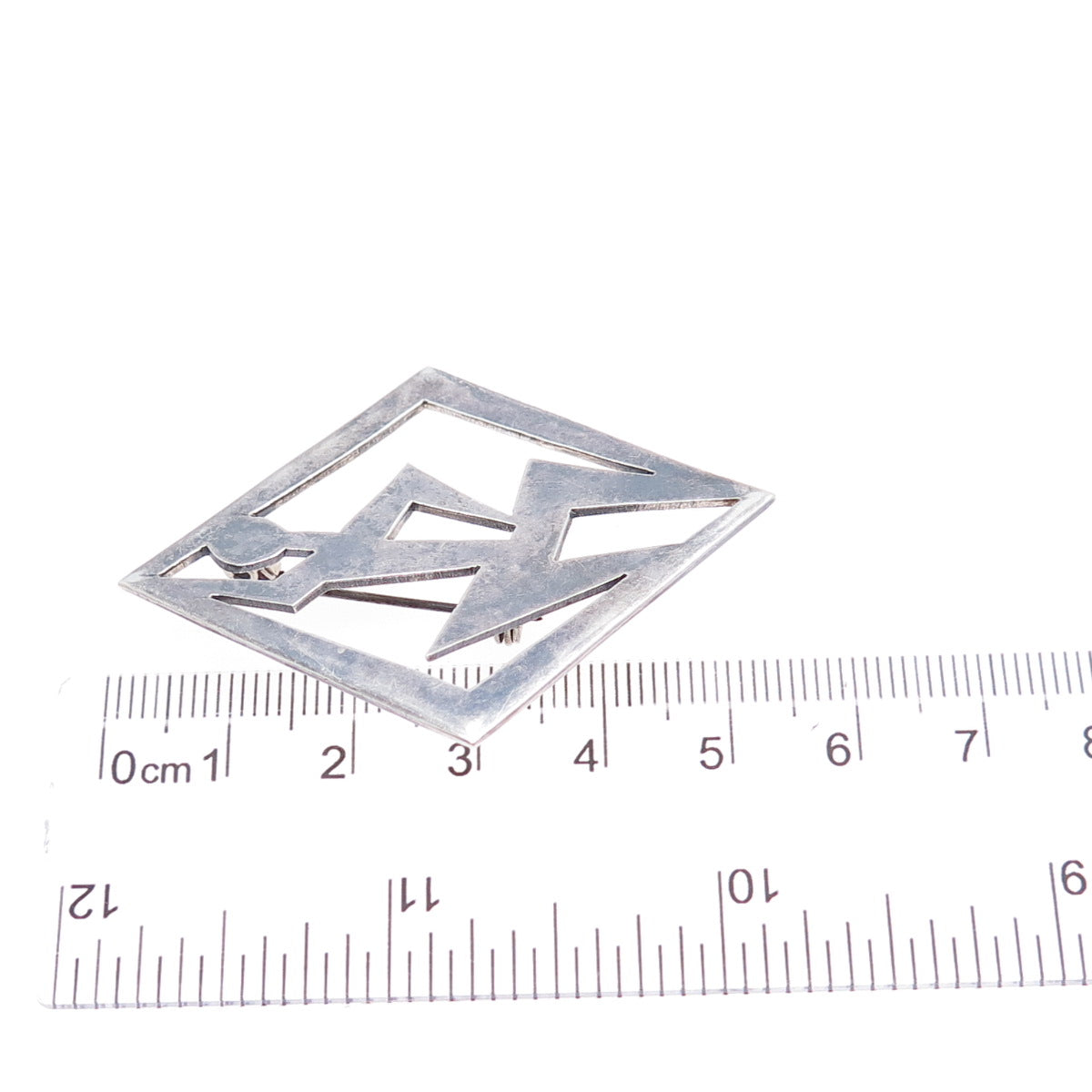 STELLA POPOWSKI Sterling Silver Vintage Mexico Abstract Man Oxidized Pin Brooch