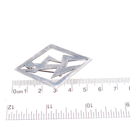 STELLA POPOWSKI Sterling Silver Vintage Mexico Abstract Man Oxidized Pin Brooch