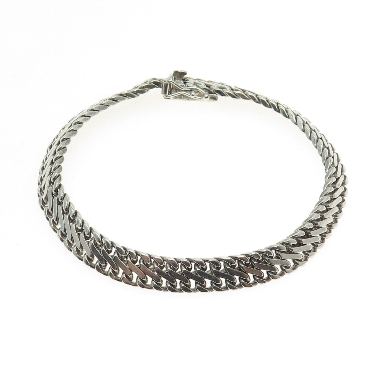 835 Silver Vintage Braided Link Bracelet 7.25"