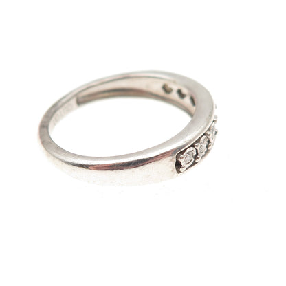 925 Sterling Silver Real Round-Cut Diamond Half Eternity Ring Size 6.25
