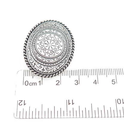 CARL ART 925 Sterling Silver Vintage Floral Scroll Oxidized Pin Brooch