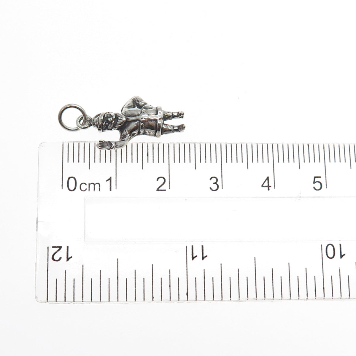 925 Sterling Silver Vintage Santa Claus Oxidized Minimalist Charm Pendant