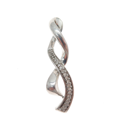 JANE SEYMOUR 925 Sterling Silver Real Round-Cut Diamond Twisted Pendant