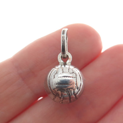 925 Sterling Silver Vintage Italy Basketball Minimalist 3D Charm Pendant