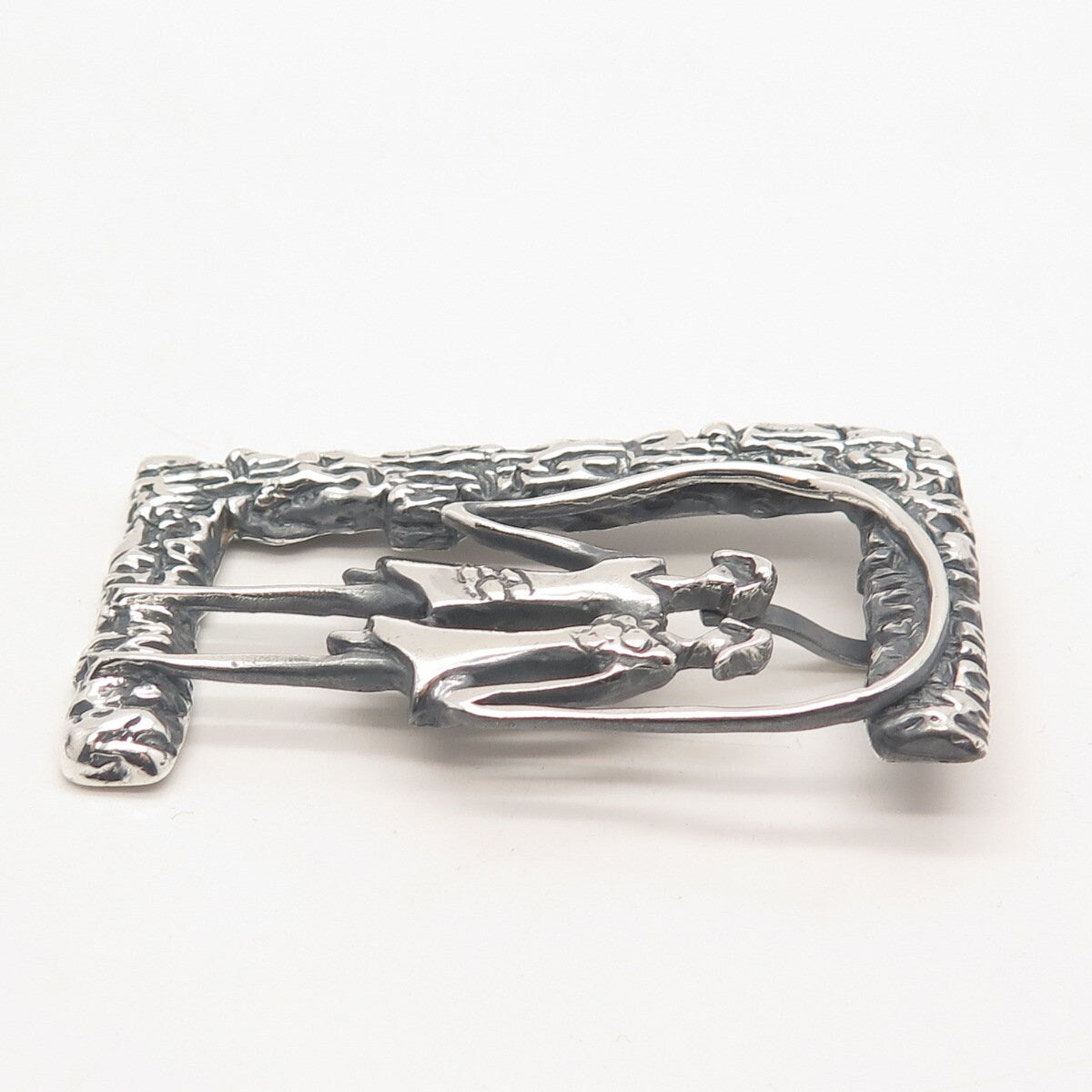 925 Sterling Silver Vintage Mexico ROCA Girls Textured Slide Pendant
