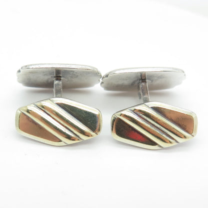 LAURIN 835 Silver & Gold-Front Antique Art Deco Germany Ribbed Cufflinks