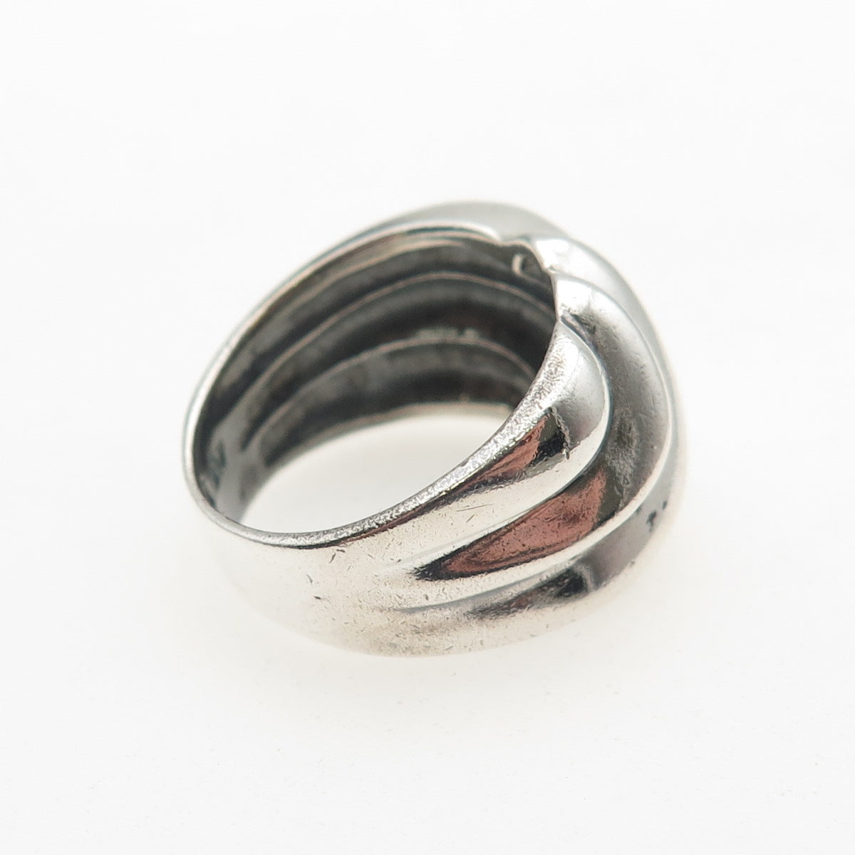 CHAPAL ZENRAY Sterling Silver Vintage Modernist Ribbed Oxidized Ring Size 6.25