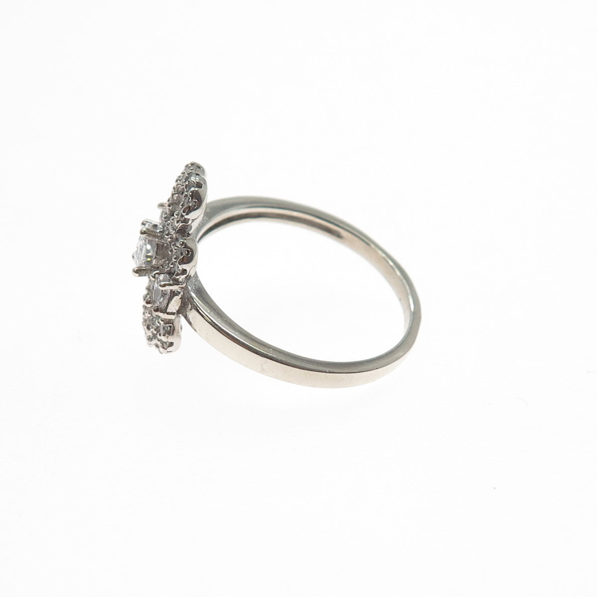 925 Sterling Silver Vintage Oval & Round-Cut C Z Butterfly Ring Size 9