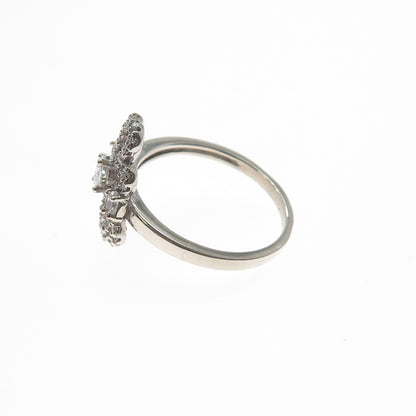 925 Sterling Silver Vintage Oval & Round-Cut C Z Butterfly Ring Size 9
