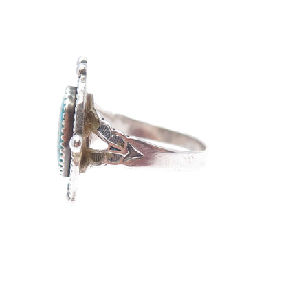 Old Pawn 925 Sterling Silver Vintage Southwestern Turquoise Tribal Ring Size 6