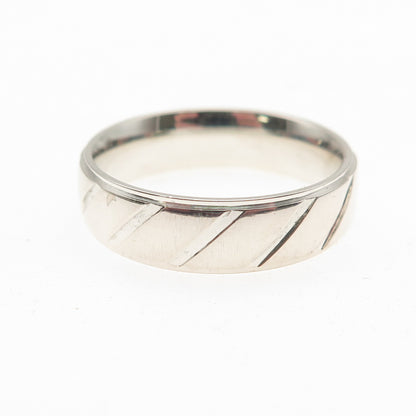 925 Sterling Silver Lined Band Ring Size 10.5