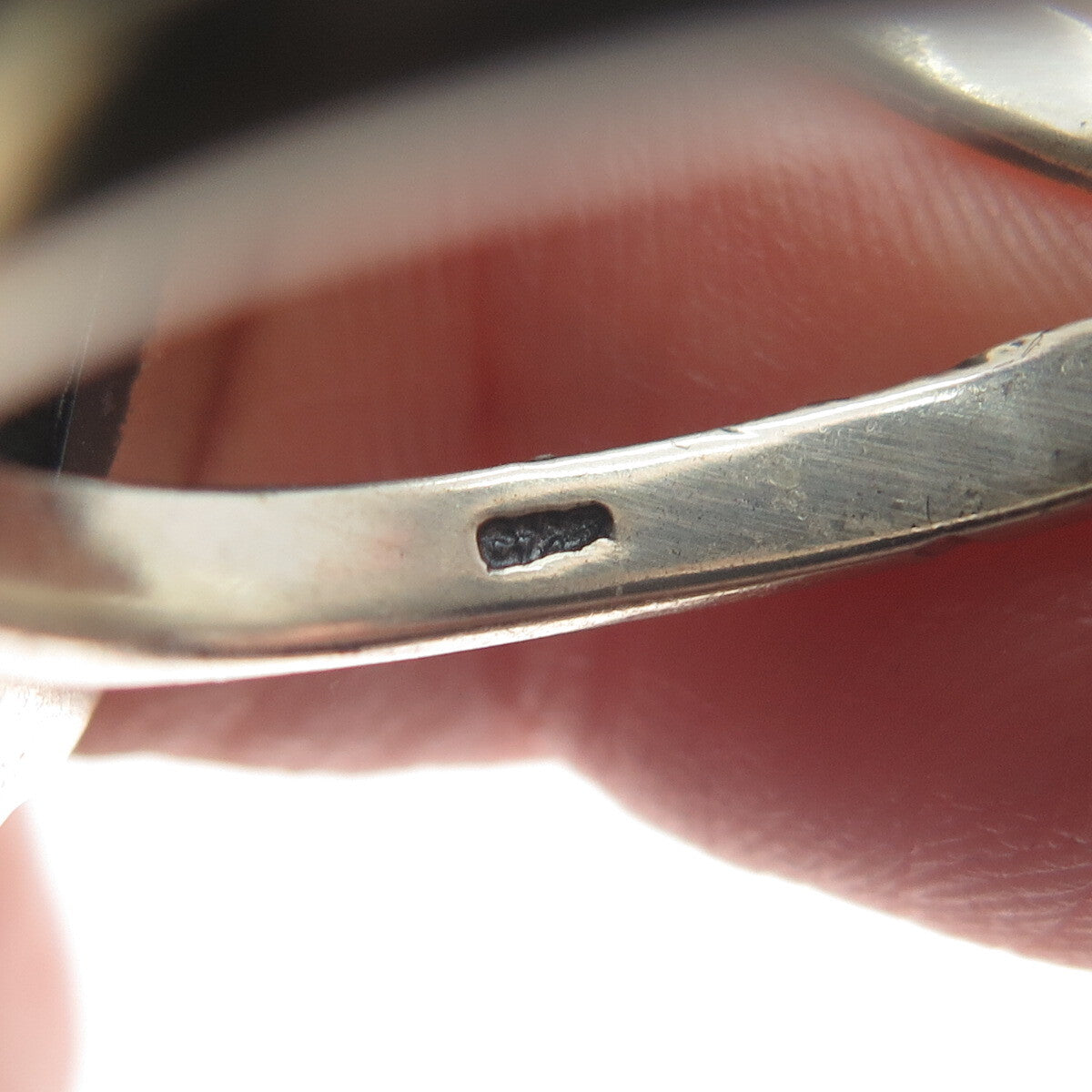925 Sterling Silver Vintage Real Jasper Twisted Bezel Oxidized Ring Size 7.75