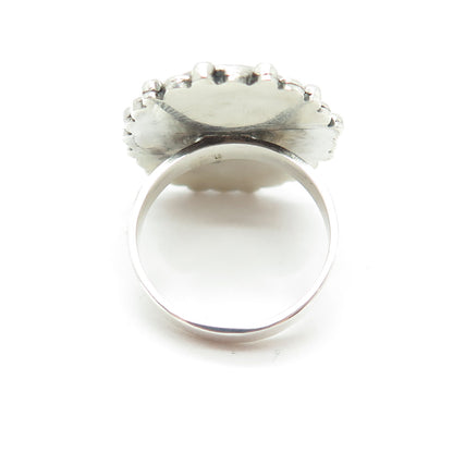 Old Pawn 925 Sterling Vintage Southwestern Turquoise Beaded Ring Size 7.25