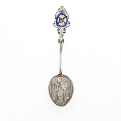 925 Sterling Antique Art Deco Canada Enamel Halifax Coat of Arms Coffee Spoon