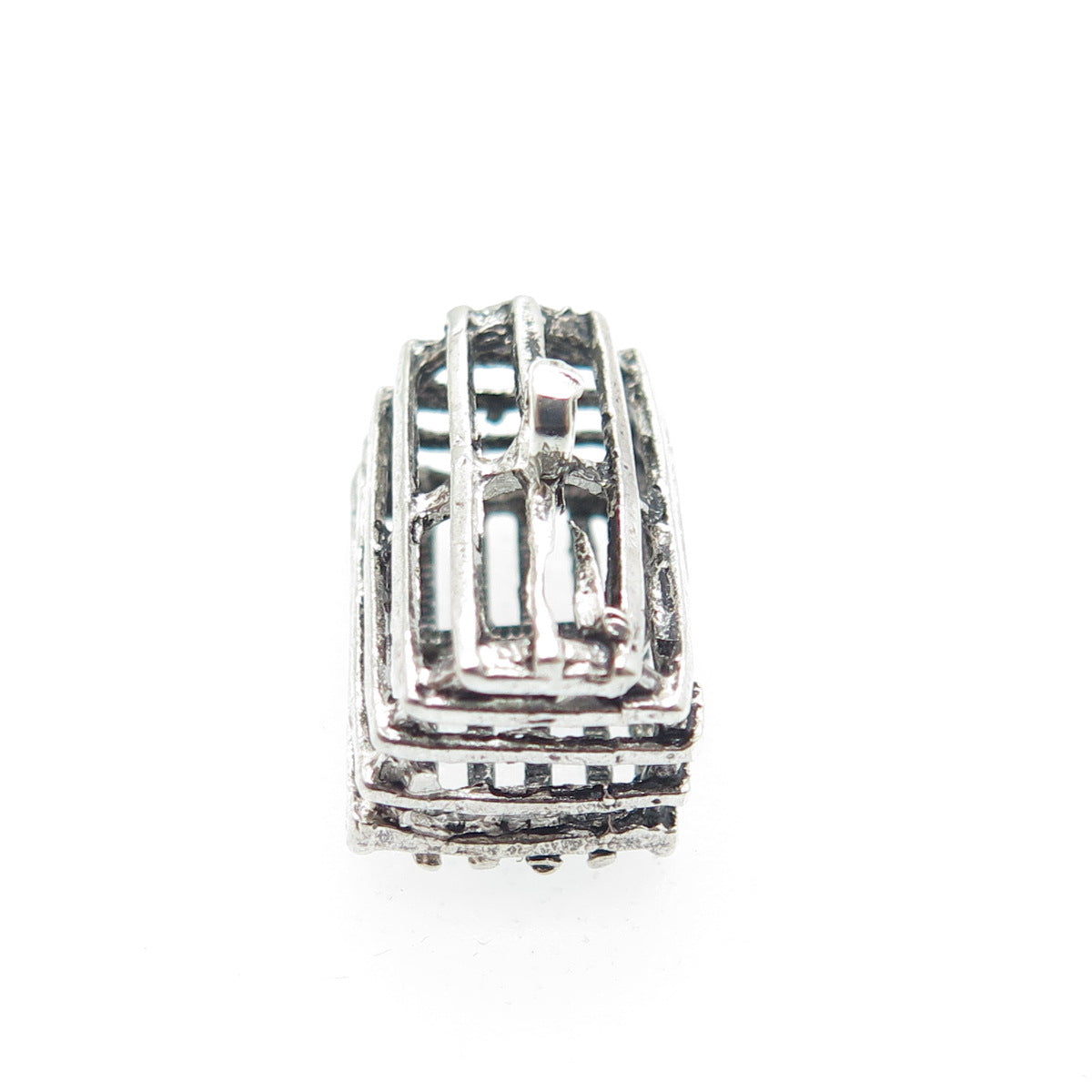 925 Sterling Silver Antique Art Deco Cage Minimalist Charm Pendant