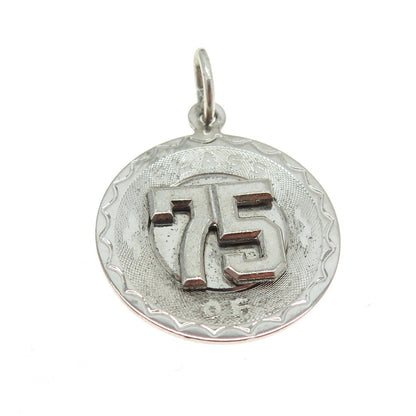 925 Sterling Silver Vintage "Class of 75" Round Graduation Pendant