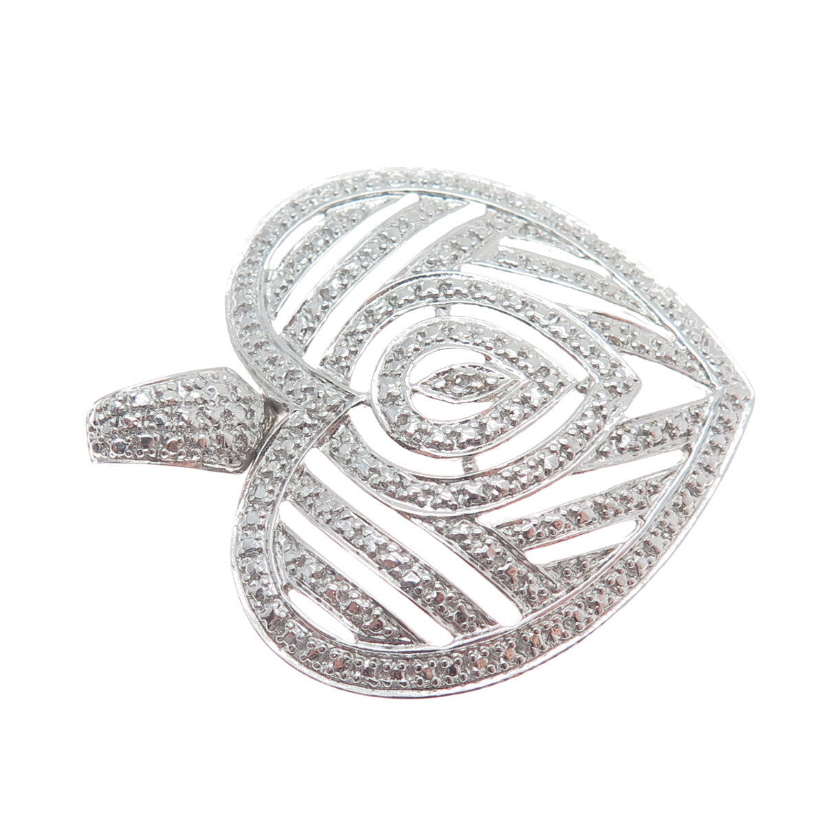 ROSS SIMONS 925 Sterling Silver Real Diamond Accent Cutout Heart Pendant