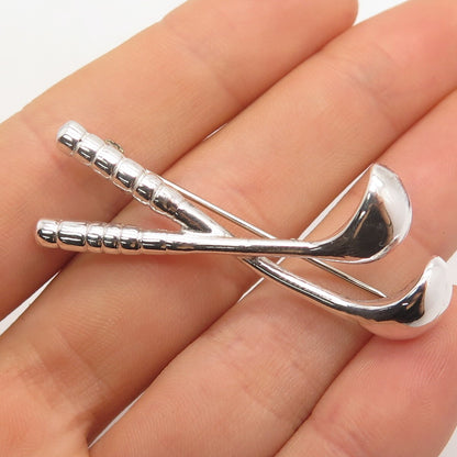 925 Sterling Silver Vintage Golf Clubs Pin Brooch