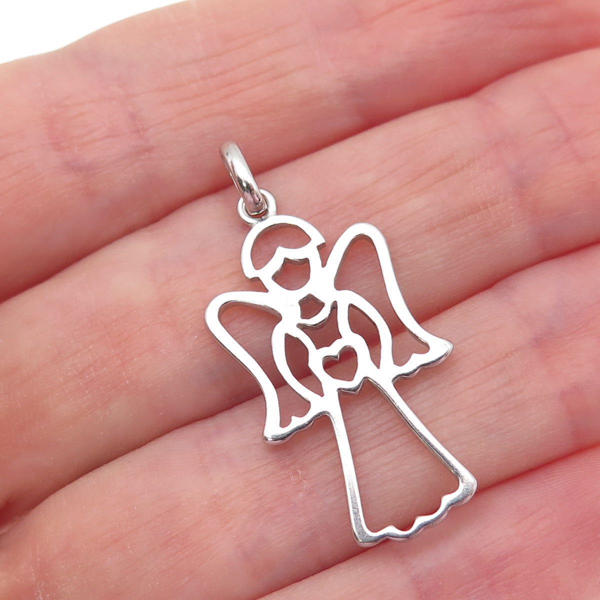925 Sterling Silver Guardian Angel Charm Pendant
