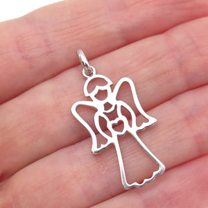 925 Sterling Silver Guardian Angel Charm Pendant