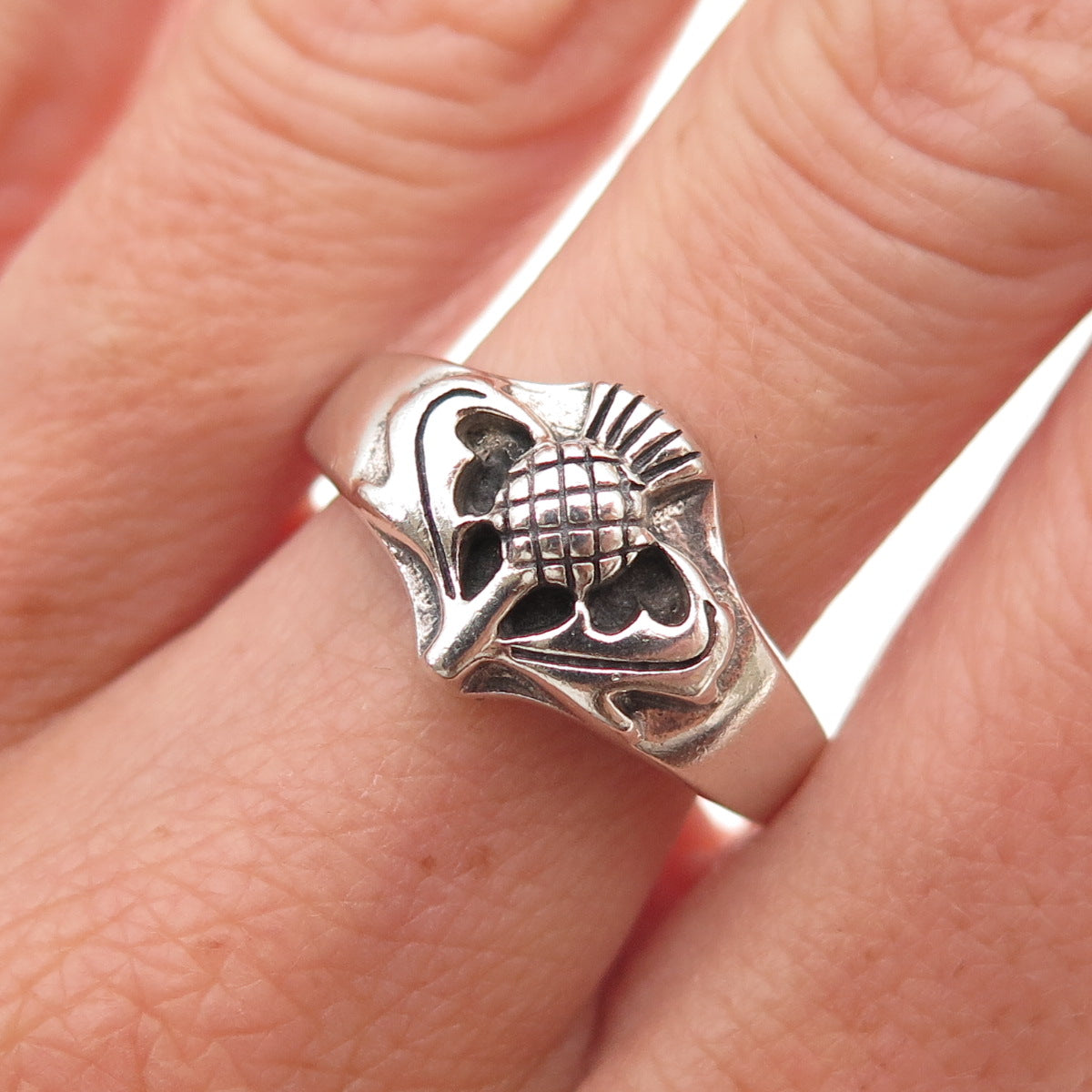 Peter Stone 925 Sterling Silver Vintage Scottish Thistle Ring Size 10.25