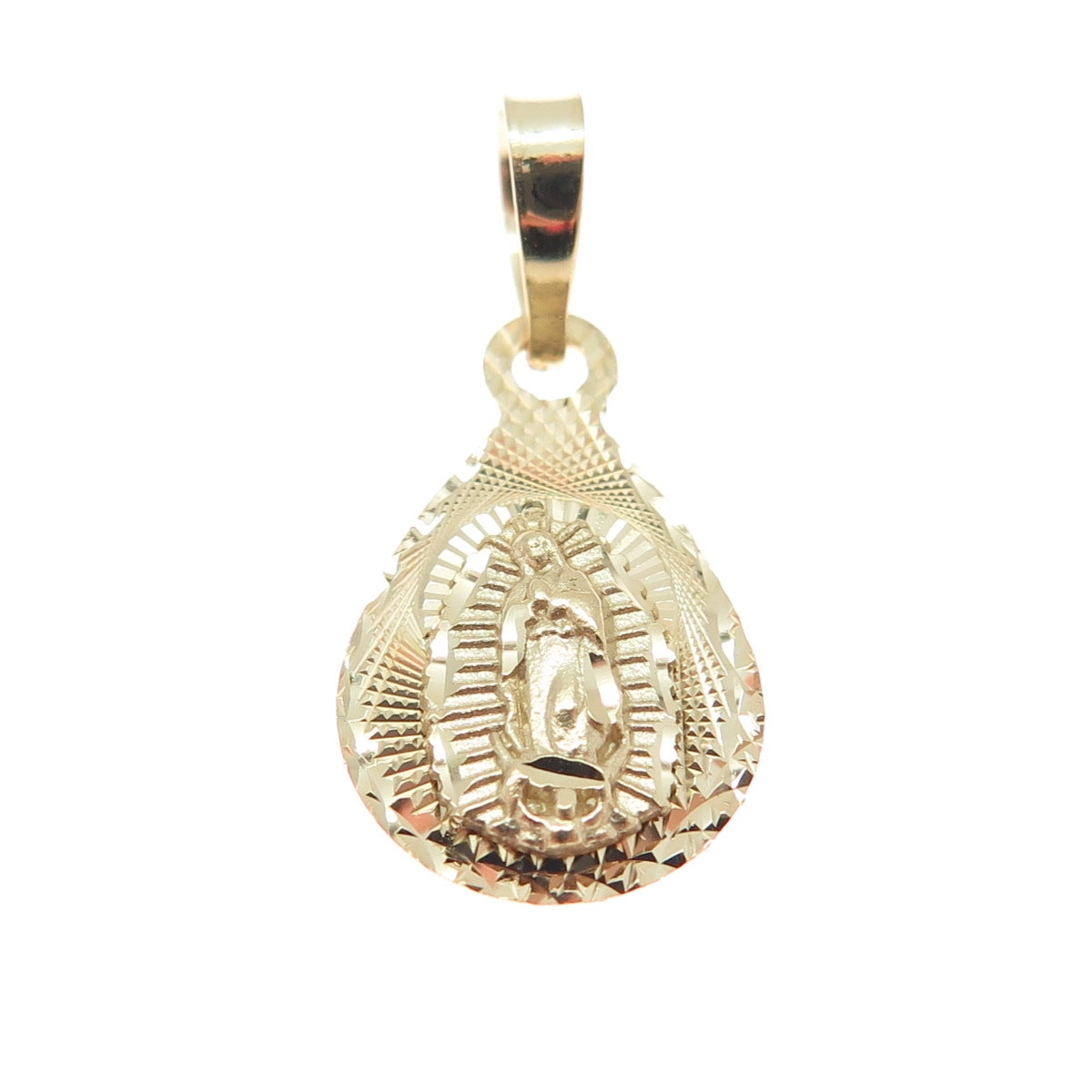 14K Yellow Gold St. Mary Miraculous Religious Minimalist Charm Pendant