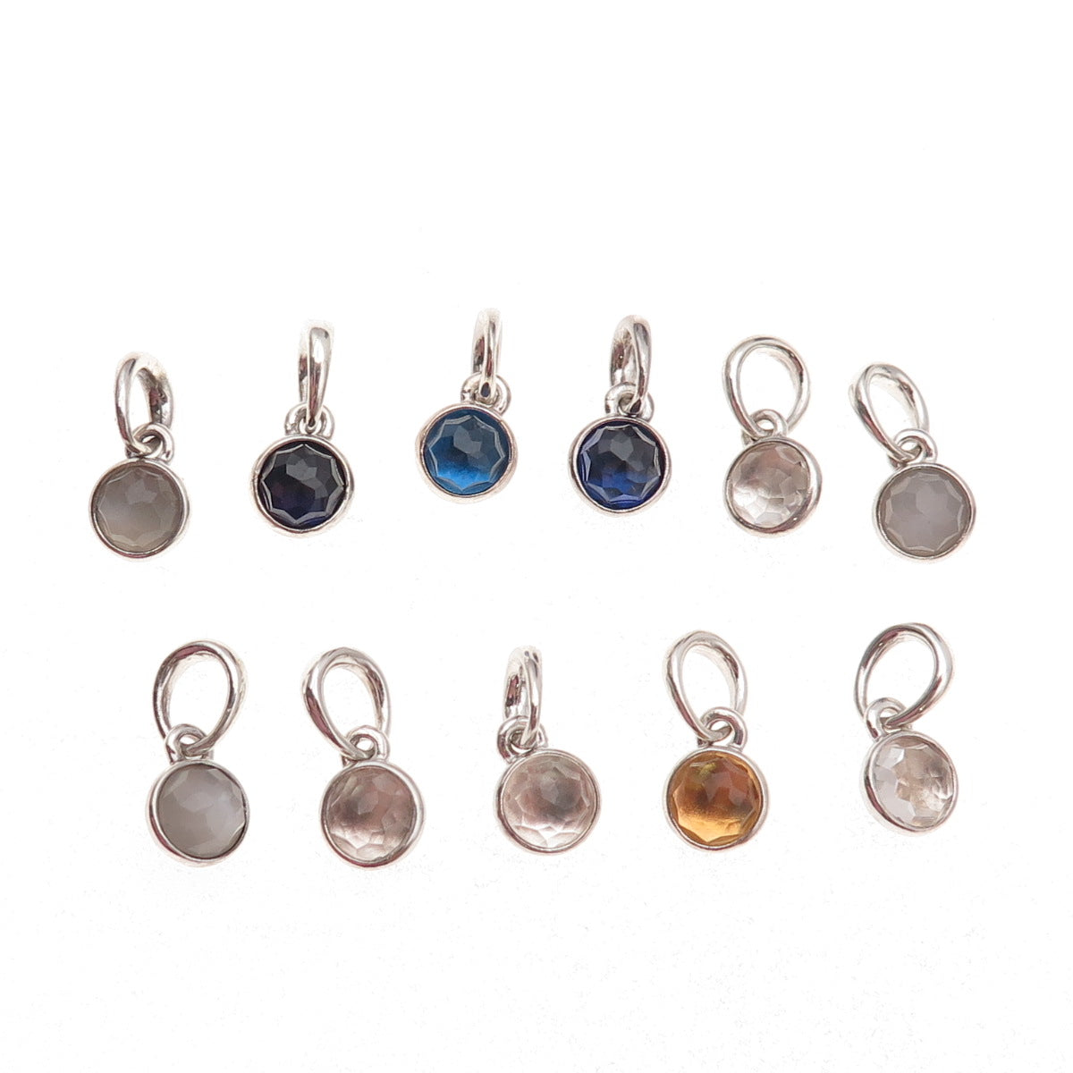 Pandora 925 Sterling Silver Real Multi-Gem Birthstone SET of 11 Charm Pendants