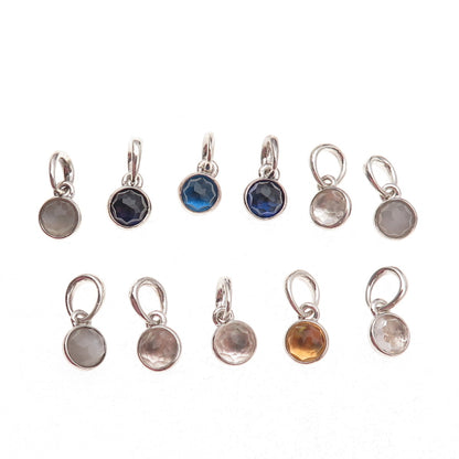 Pandora 925 Sterling Silver Real Multi-Gem Birthstone SET of 11 Charm Pendants