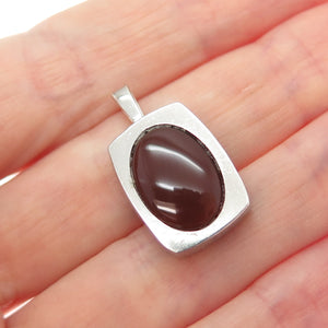 835 Silver Vintage European Real Carnelian Minimalist Charm Pendant