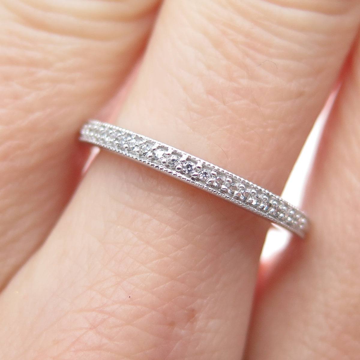 925 Sterling Silver Round-Cut C Z Half Eternity Band Ring Size 7.25