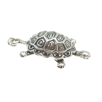 925 Sterling Silver Vintage Turtle Oxidized Charm Pendant