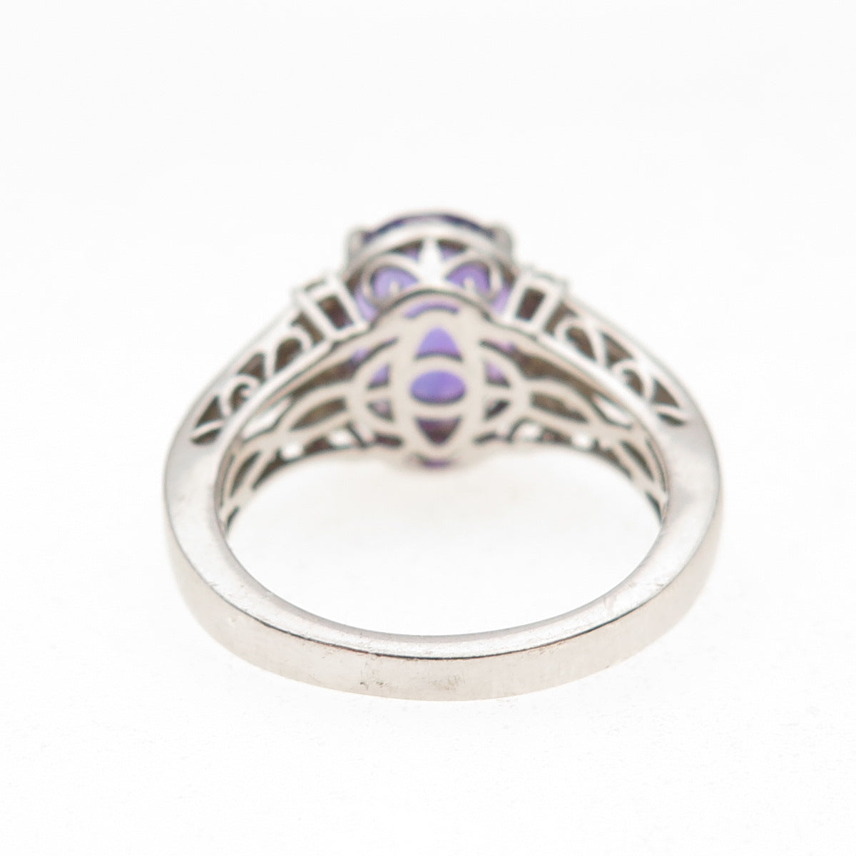 Chuck Clemency 925 Sterling Silver Real Amethyst & White Topaz Ring Size 7