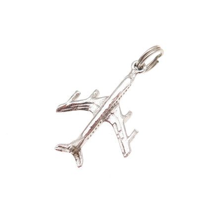 925 Sterling Silver Vintage Airplane 3D Charm Pendant