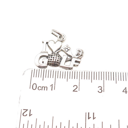 Sundancer 925 Sterling Silver Vintage I Love Golf Mini Charm Pendant