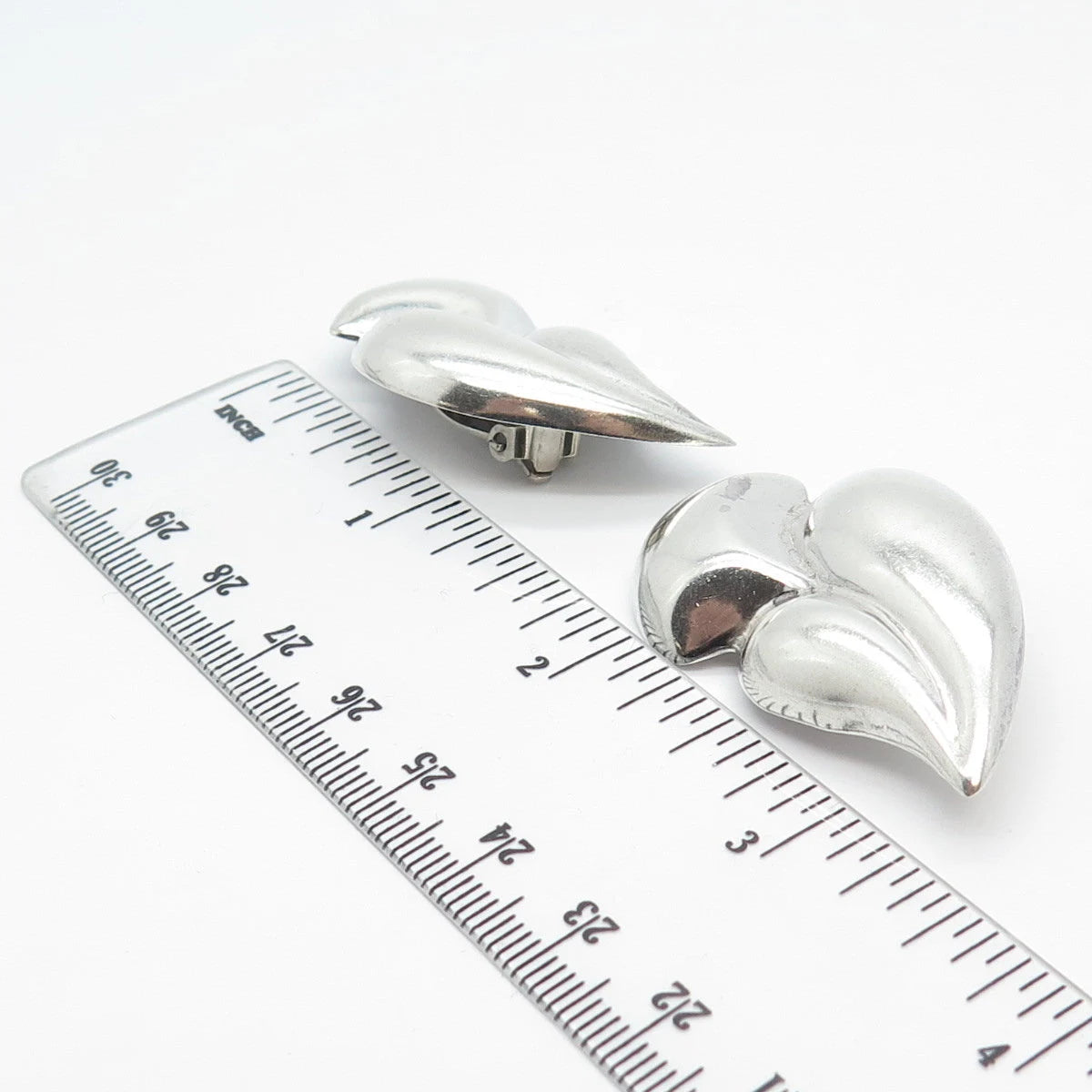 925 Sterling Silver Vintage Mexico Modernist Ribbed Clip On Earrings
