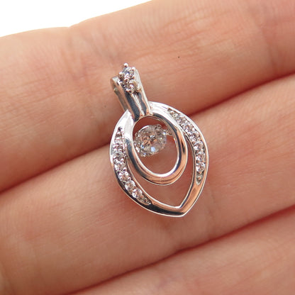 925 Sterling Silver Round-Cut C Z Floral Petal Minimalist Slide Charm Pendant